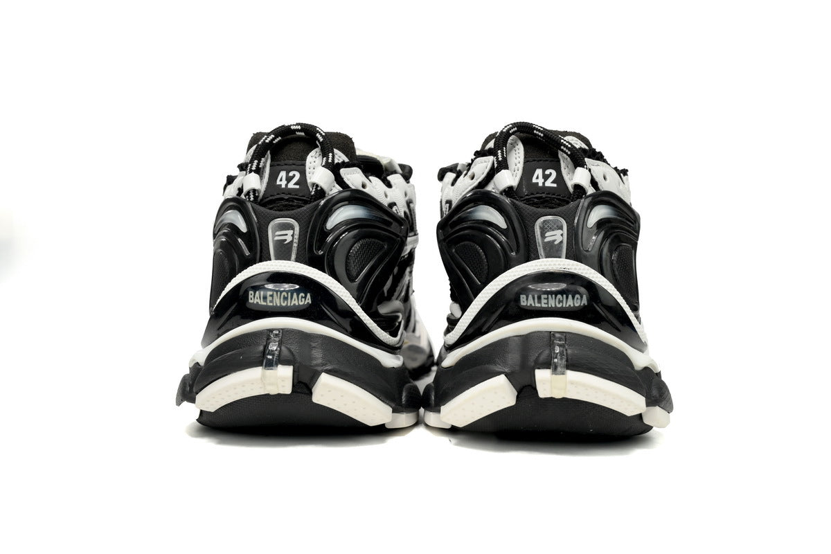Balenciaga men's shoes Track  – Distressed Low-Top Runner Sneaker Black and White