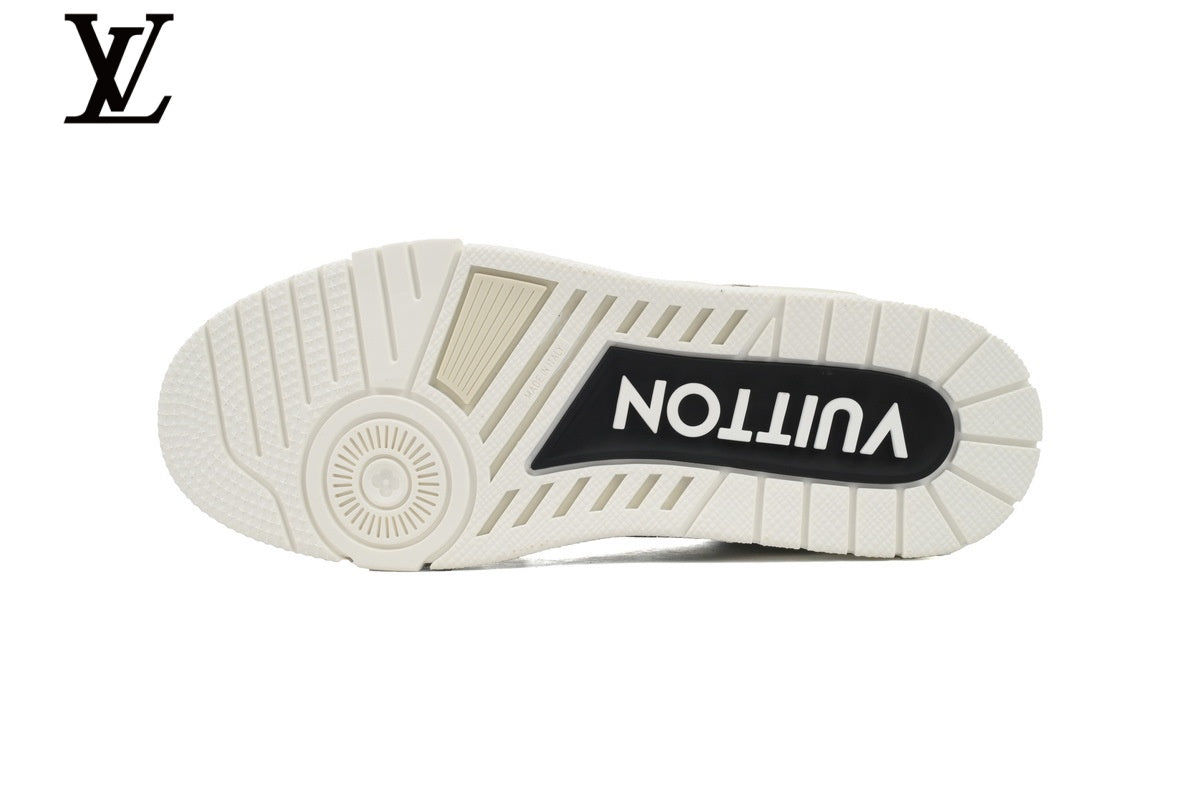 Louis Vuitton Trainer  shoes for man  women Sneaker – Cream & Black Floral