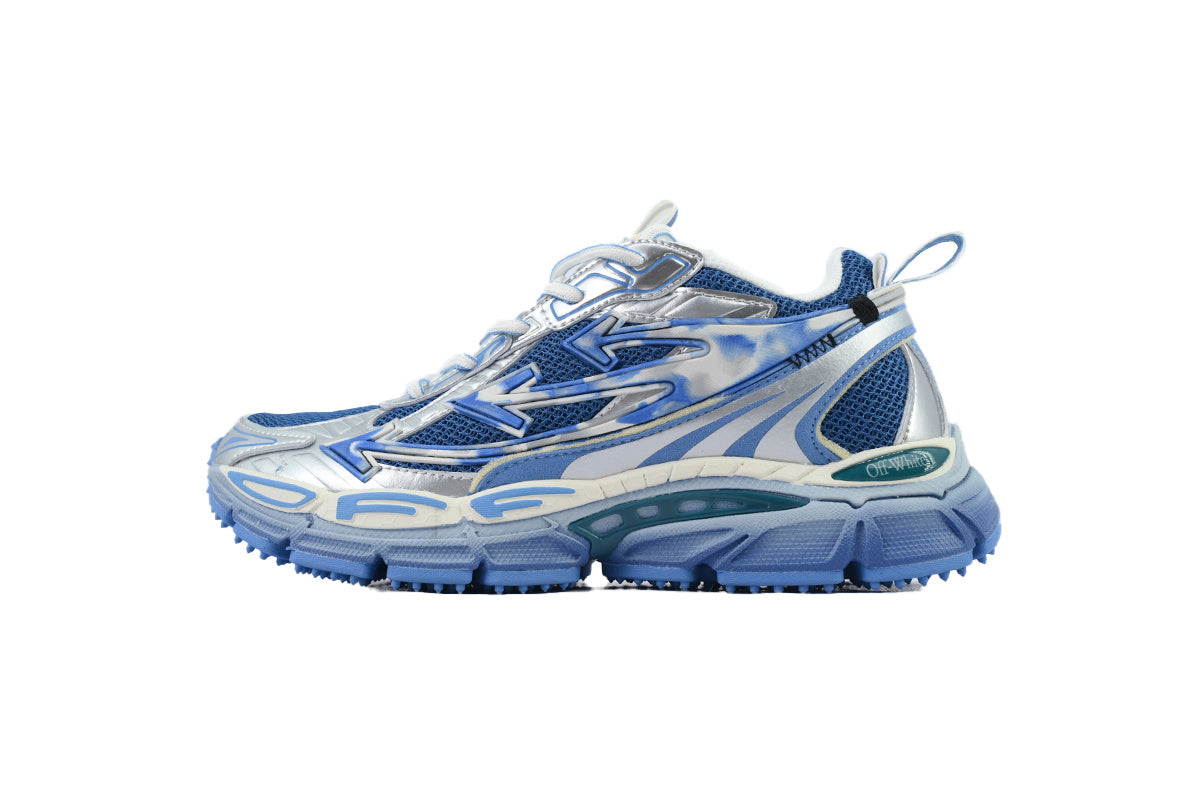 Off-White Be Right Back Women's Men's Shoes | Blue & Silver Mesh Retro Sneakers