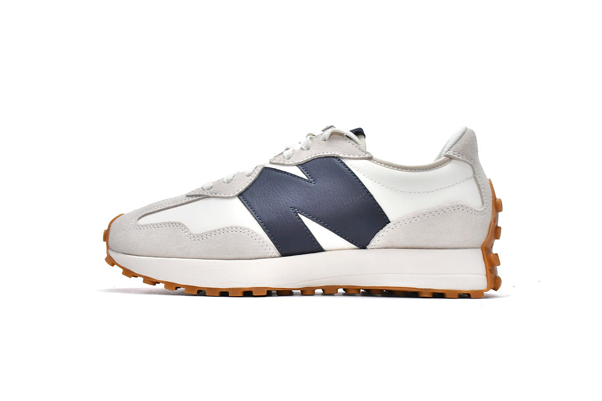 New Balance 327 Women's & Men's Retro Sneakers - White & Navy Gum Sole