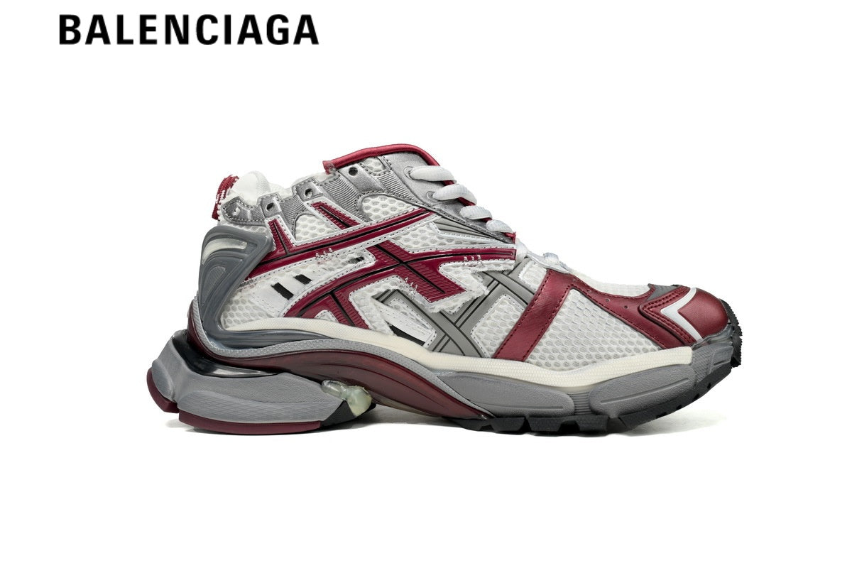 Balenciaga Runner men's shoes  women sneakers White Burgundy