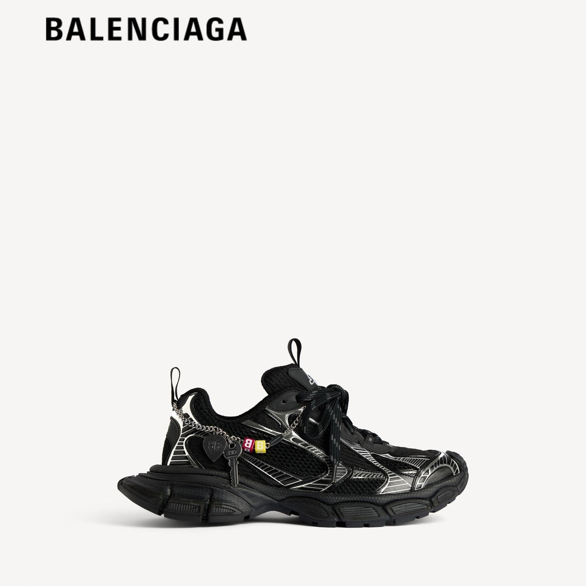 Balenciaga 3XL men's shoes  women sneakers Black Silver With Charm