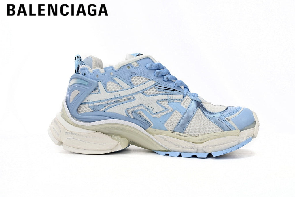 Balenciaga Runner men's shoes  women sneakers — Light Blue / White