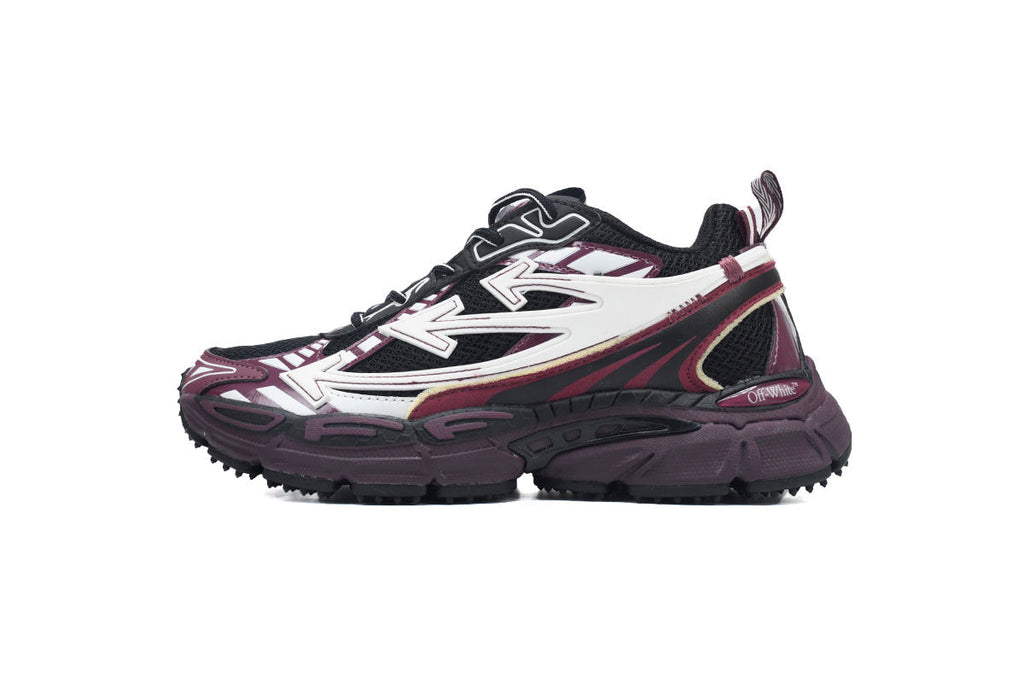 Off-White Be Right Back Women's Men's Shoes | Black & Burgundy Mesh Retro Sneakers