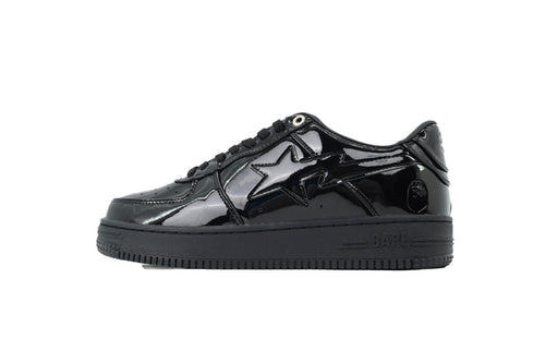 A BATHING APE BAPE STA Glossy All Black Tonal-Star Sneakers | Women's & Men's Skate-Inspired Shoes
