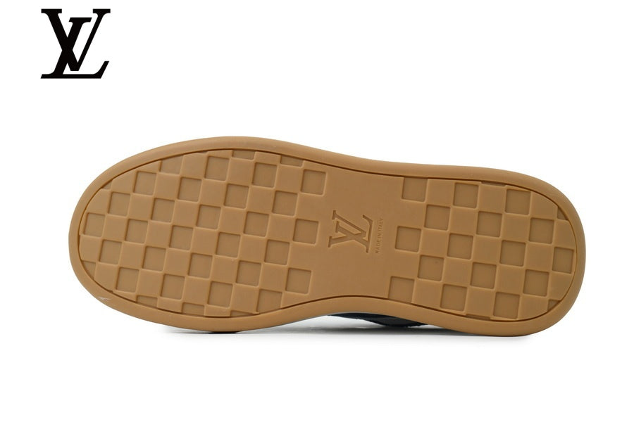 louis vuitton shoes for man  women Blue Monogram-Pattern Denim-Look Skate Sneakers | Sizes 35–46