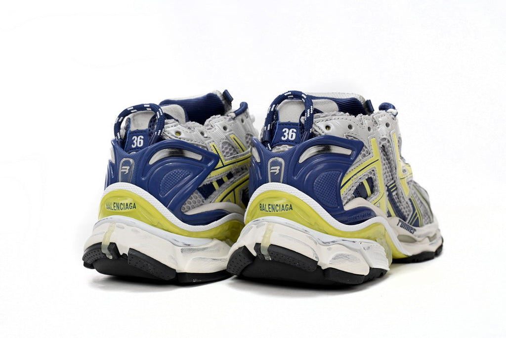 Balenciaga  men's shoes Track Runner Sneaker – Distressed Low-Top  balenciaga runners White and Blue