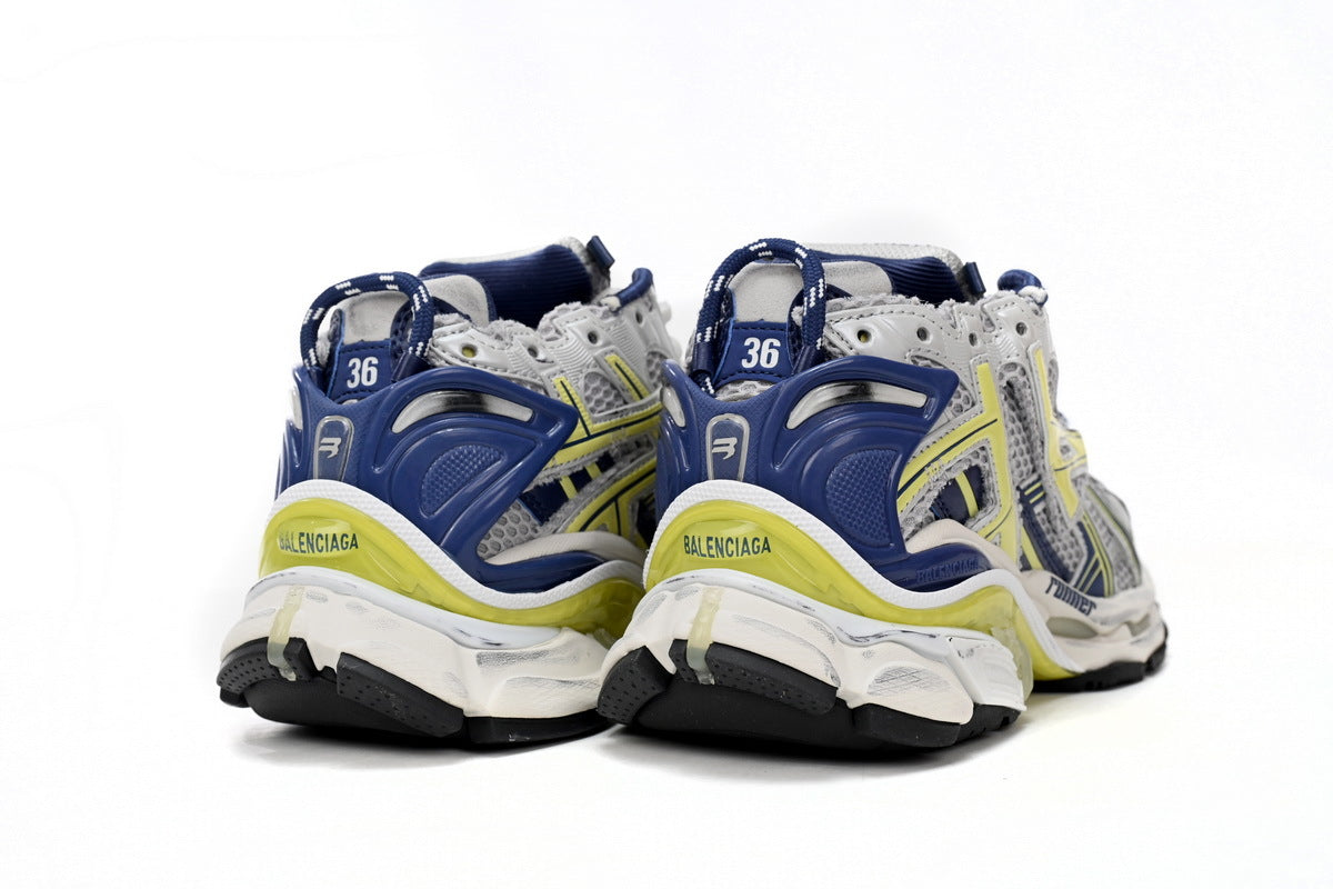 Balenciaga  men's shoes Track Runner Sneaker – Distressed Low-Top  balenciaga runners White and Blue