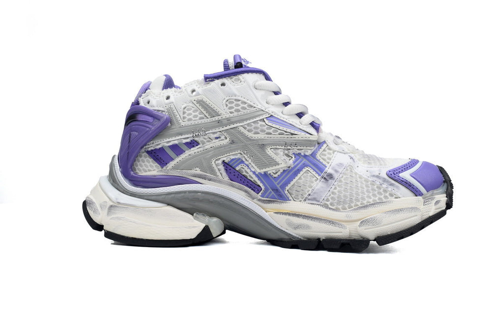 Balenciaga men's shoes Track  Runner Sneaker – Distressed Low-Top balenciaga runners White and purple