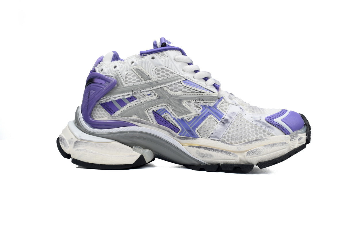 Balenciaga men's shoes Track  Runner Sneaker – Distressed Low-Top balenciaga runners White and purple