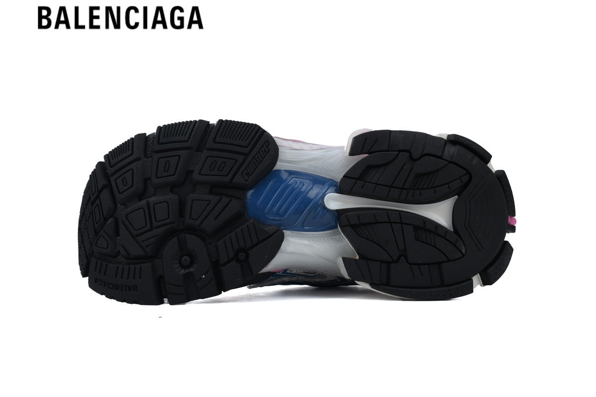 Balenciaga Runner men's shoes  women sneakers — White Mesh & Bright Pink Synthetic Overlays