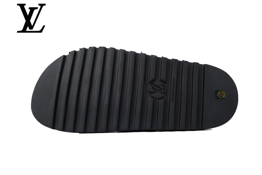 louis vuitton shoes for man  women Grey Monogram-Pattern Denim Mules | Sizes 35–46