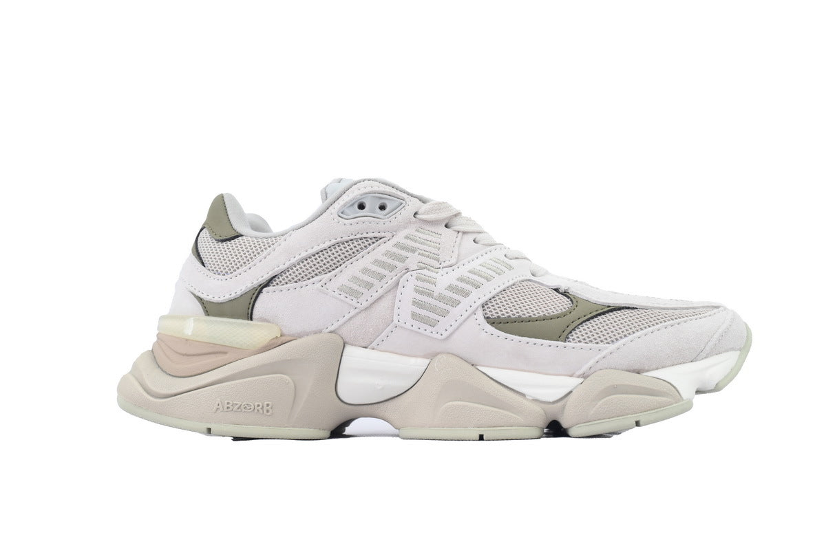 New Balance 9060 Women's & Men's White Olive Beige Chunky Retro Sneakers