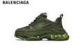 Balenciaga Triple S men's shoes  women sneakers — Army Green, Clear Sole