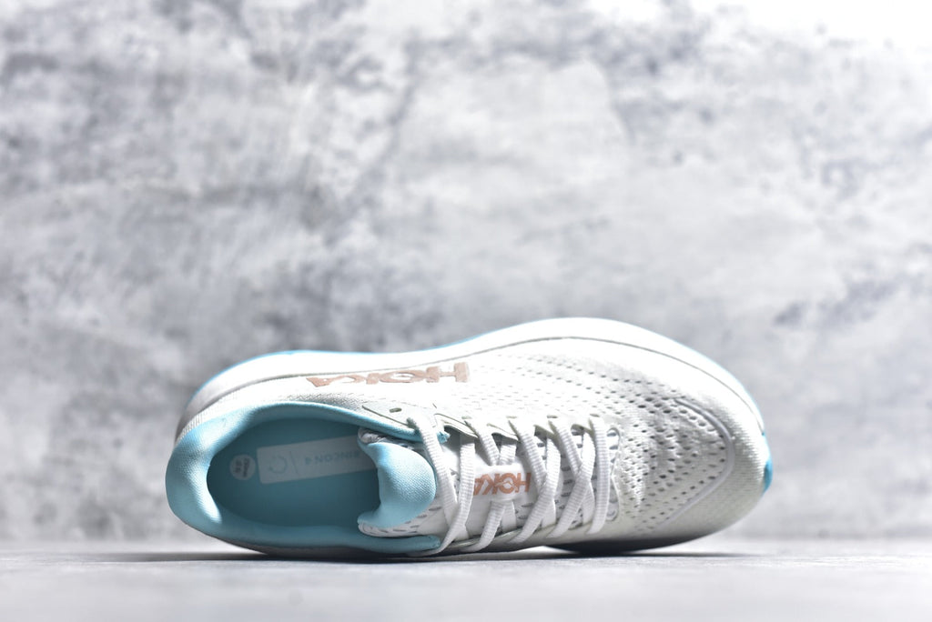 HOKA Rincon 4 Women's Men's Shoes | White & Aqua Blue Mesh Running Sneakers