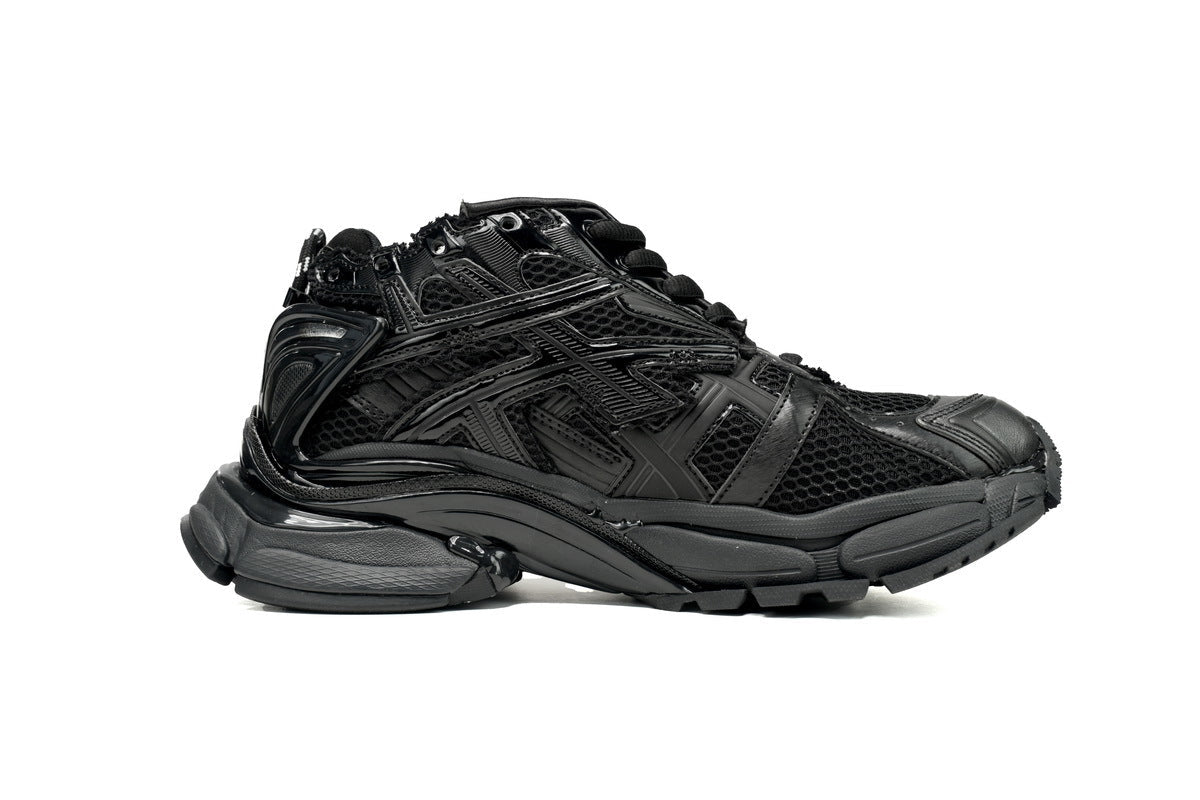 Balenciaga  men's shoes Track Sneaker – Distressed Low-Top Runner  black