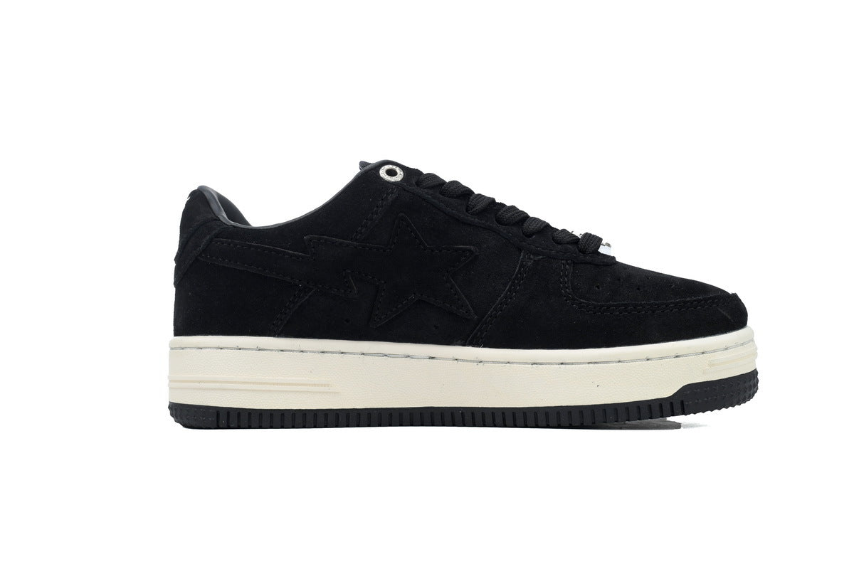 A BATHING APE BAPE STA Black & Cream Tonal-Star Sneakers | Women's & Men's Skate-Inspired Shoes
