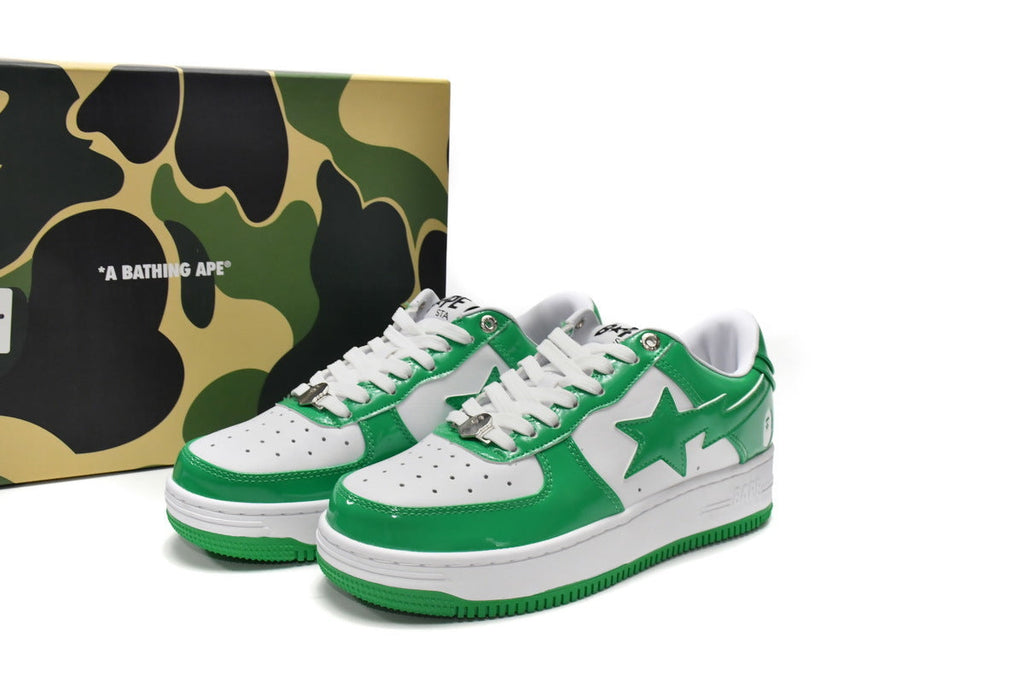A BATHING APE BAPE STA Green & White Sneakers | Women's & Men's Skate-Inspired Shoes