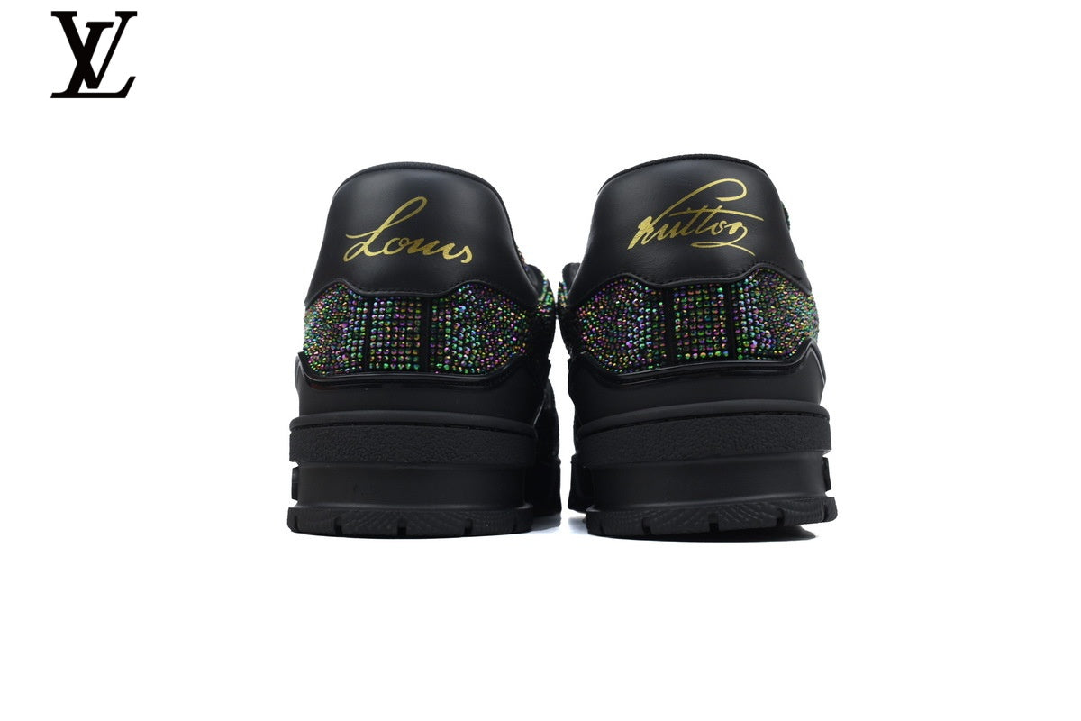 Louis Vuitton shoes for man  women LV Trainer Sneaker – Black Multicolor Rhinestone
