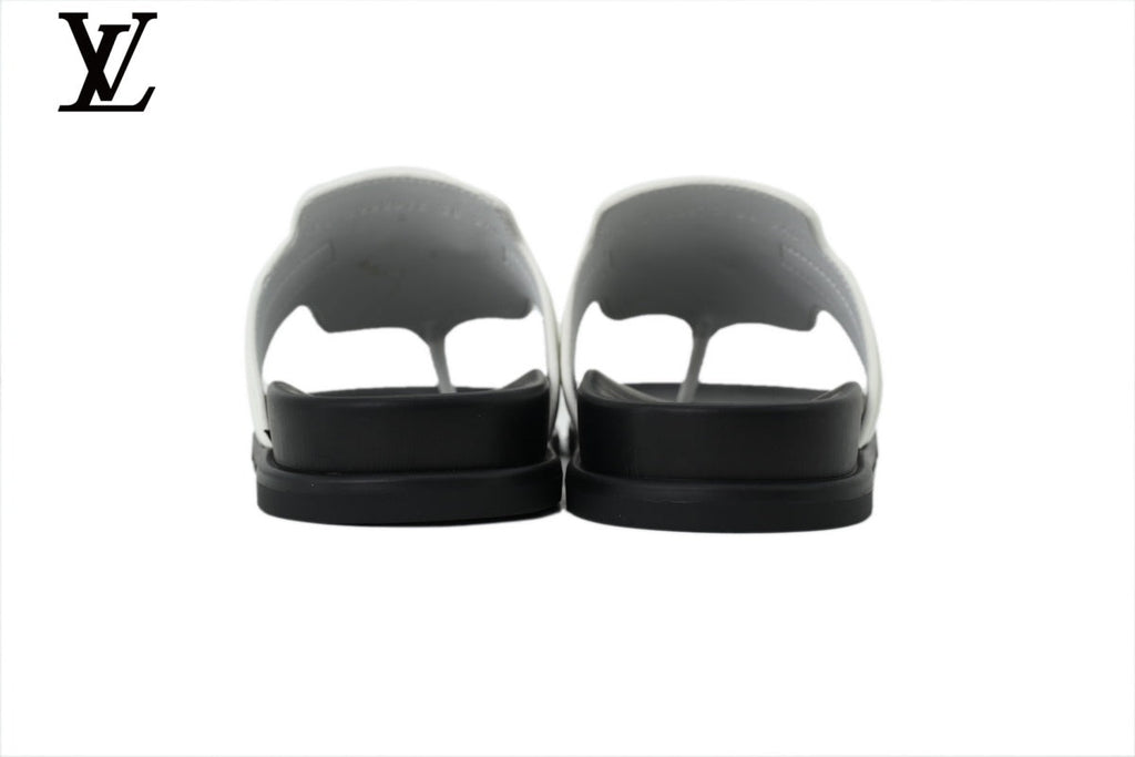 Louis Vuitton Flip Flop Sandal in White with Metal Buckle