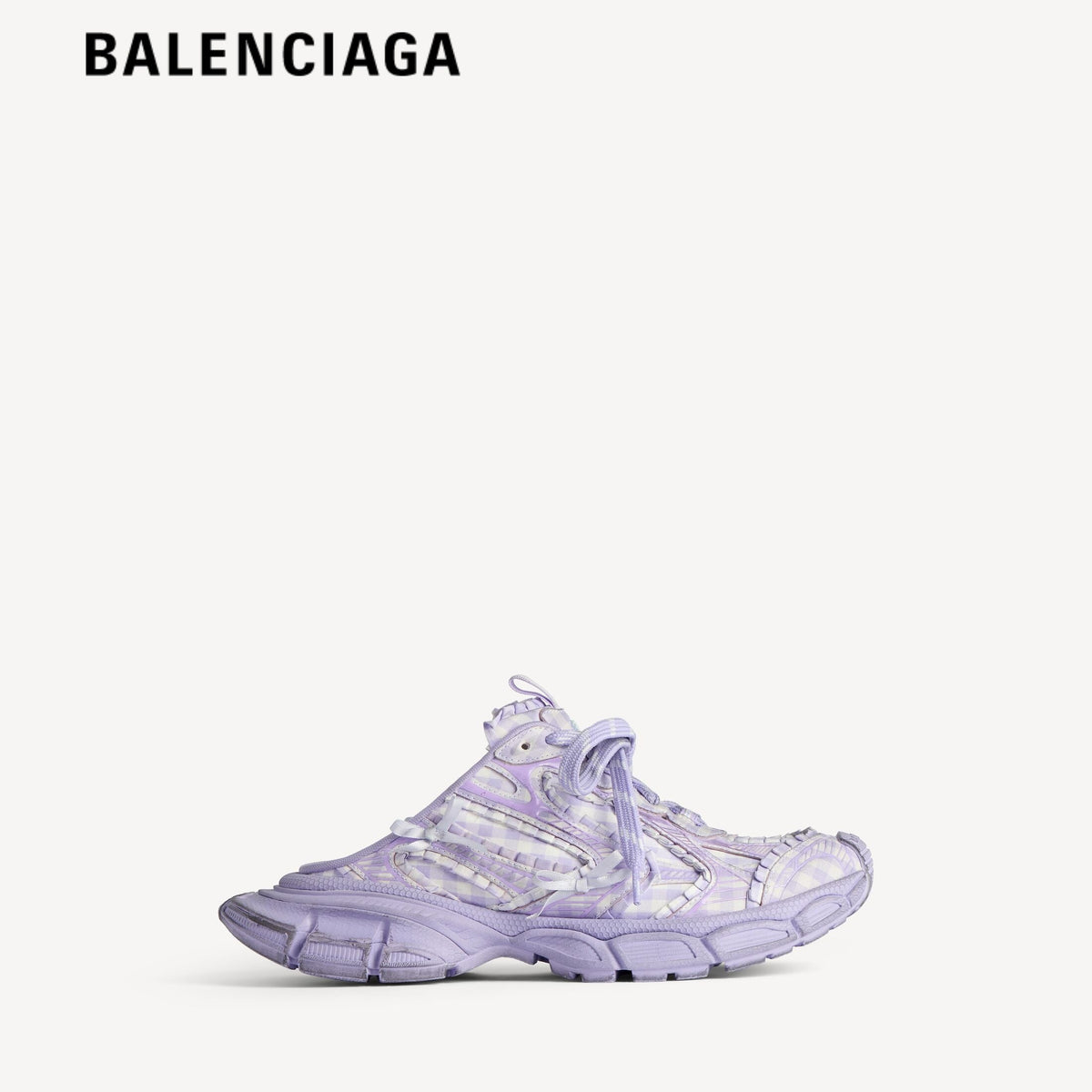 Balenciaga 3XL Check Mule Lilac men's shoes  women sneakers