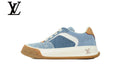 louis vuitton shoes for man  women Light Blue Monogram-Pattern Denim-Look Skate Sneakers | Sizes 35–46