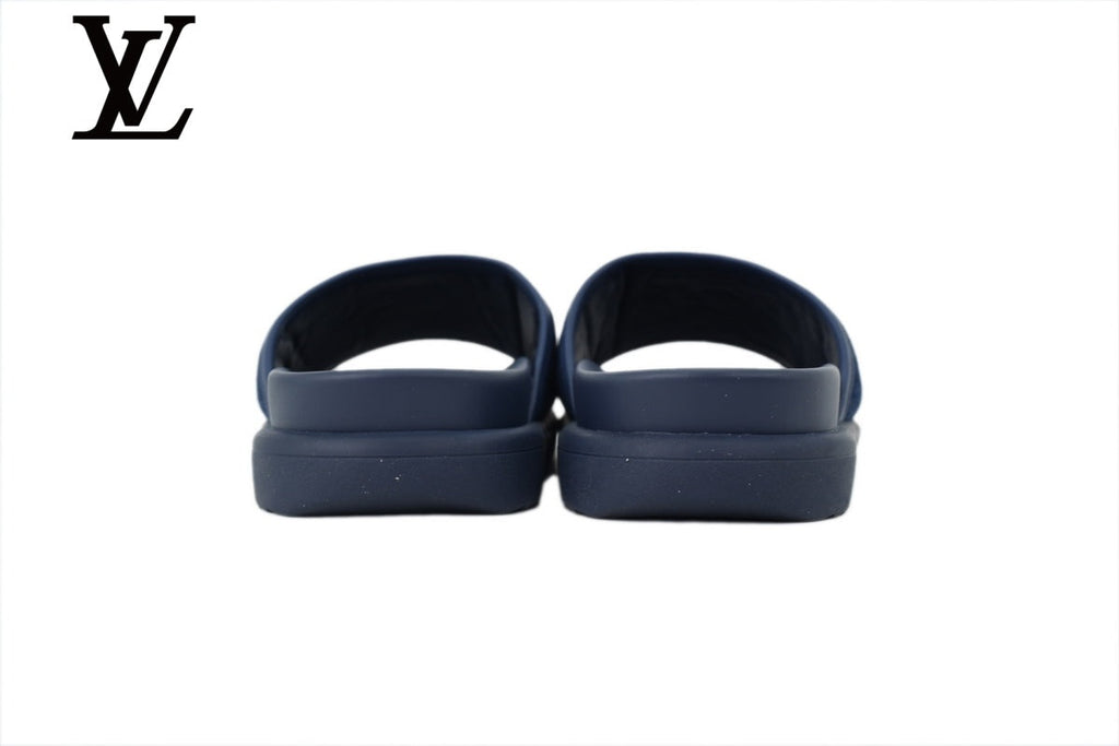 louis vuitton shoes for man  women sneakers Navy Blue Monogram-Pattern Denim-Look Slides | Sizes 35–46