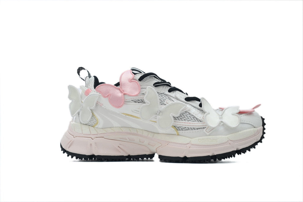 Off-White Be Right Back Women's Men's Shoes | White & Pink Butterfly Mesh Retro Sneakers