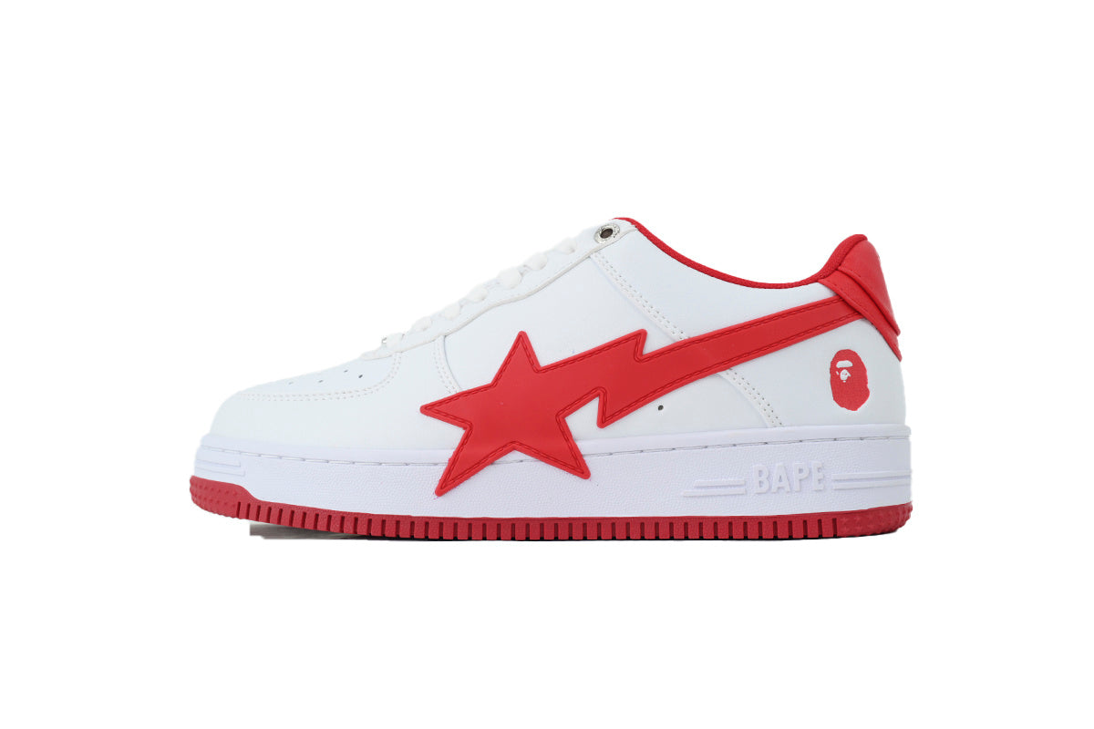 A BATHING APE BAPE STA White & Red Oversized-Star Sneakers | Women's & Men's Skate-Inspired Shoes