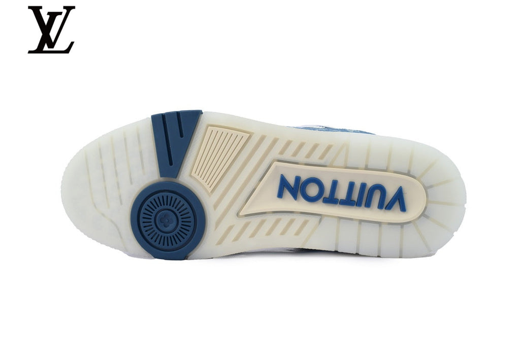 Louis Vuitton Trainer  shoes for man  women Sneaker – Blue Denim Monogram