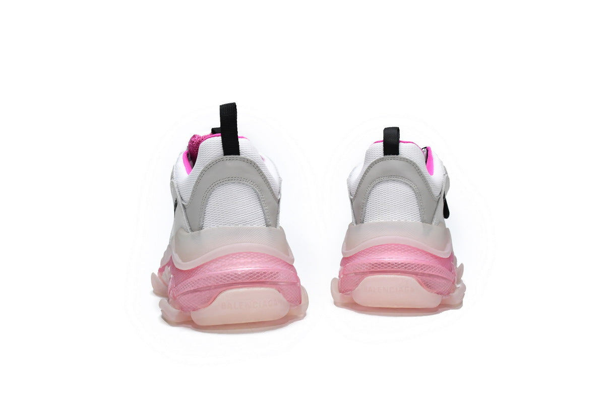 Balenciaga   men's shoes Track Triple S Clear Sole Sneakers runners Pinkish-white