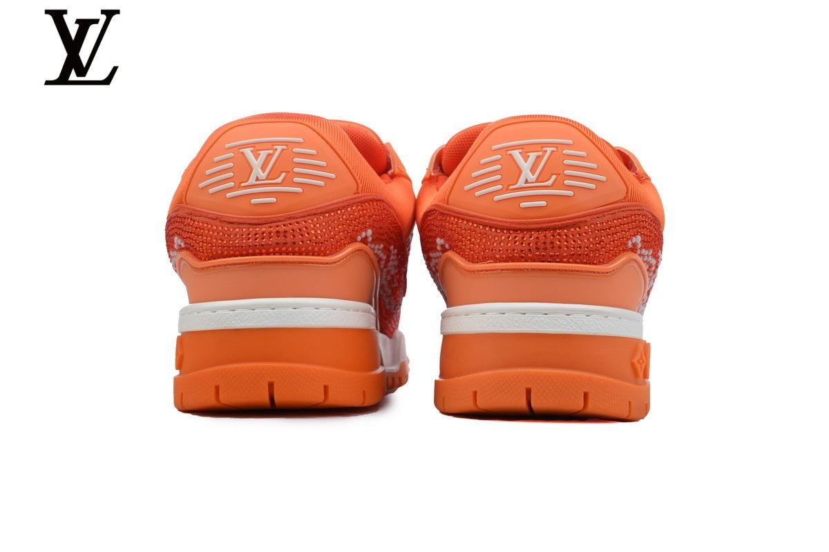 Louis Vuitton Trainer shoes for man  women Sneakers - Orange Rhinestone