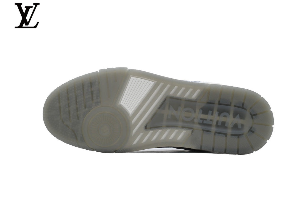 Louis Vuitton LV shoes for man  women Trainer Sneaker – White & Silver Rhinestone