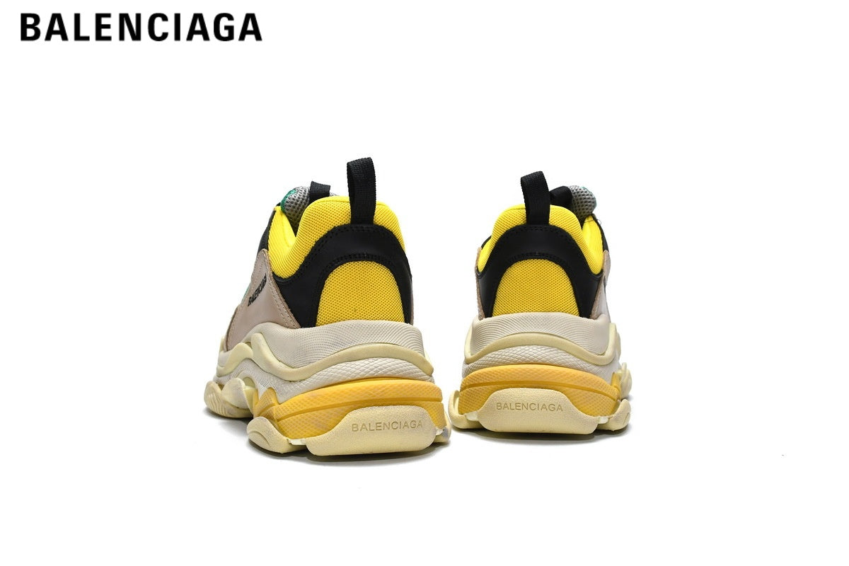 Balenciaga Triple S men's shoes  women sneakers— Brown / Green / Yellow