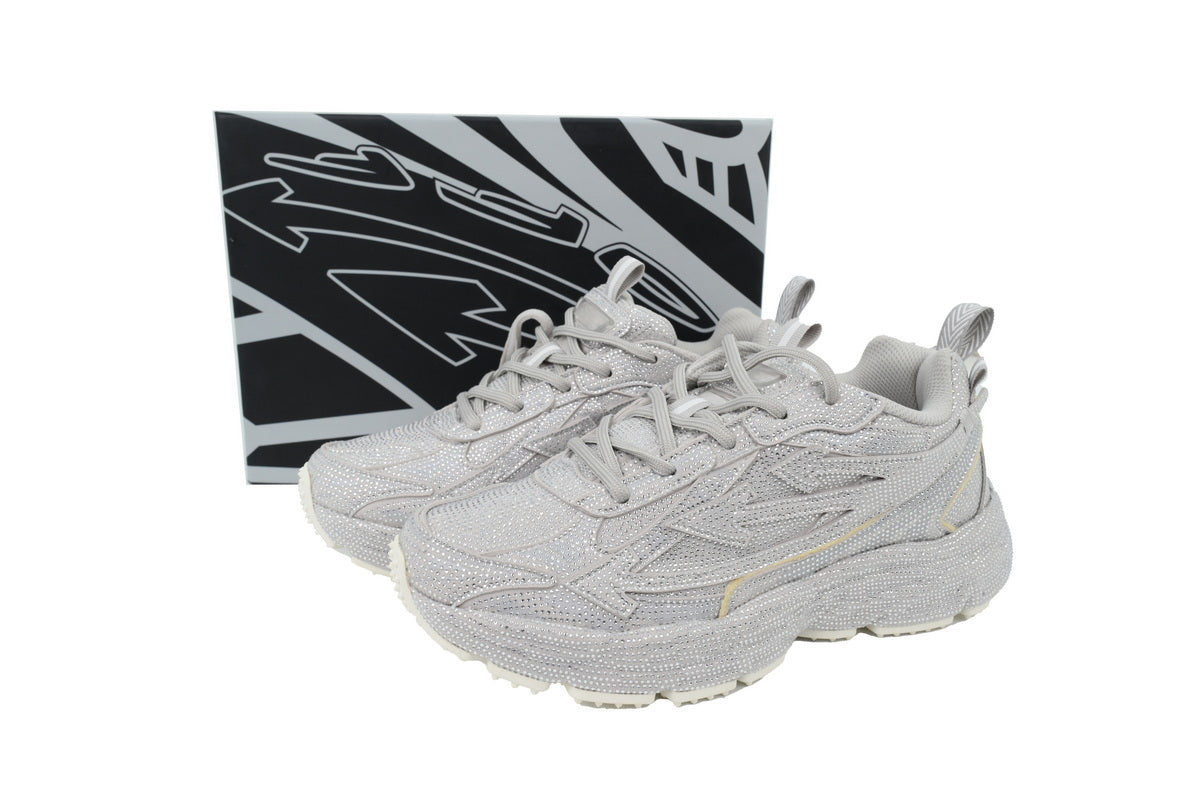 Off-White Be Right Back Women's Men's Silver Sparkle Chunky Sneakers