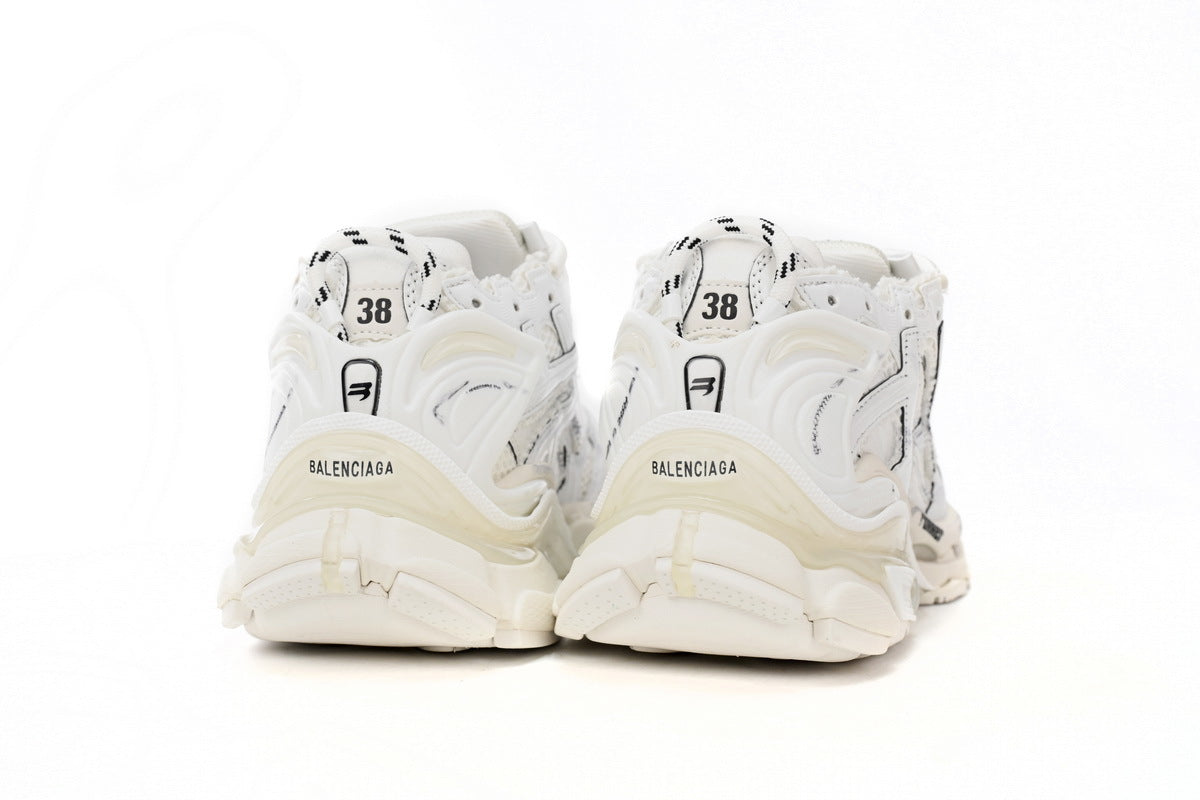 Balenciaga men's shoes Track  Runner Sneaker – Distressed Low-Top   balenciaga runners  White