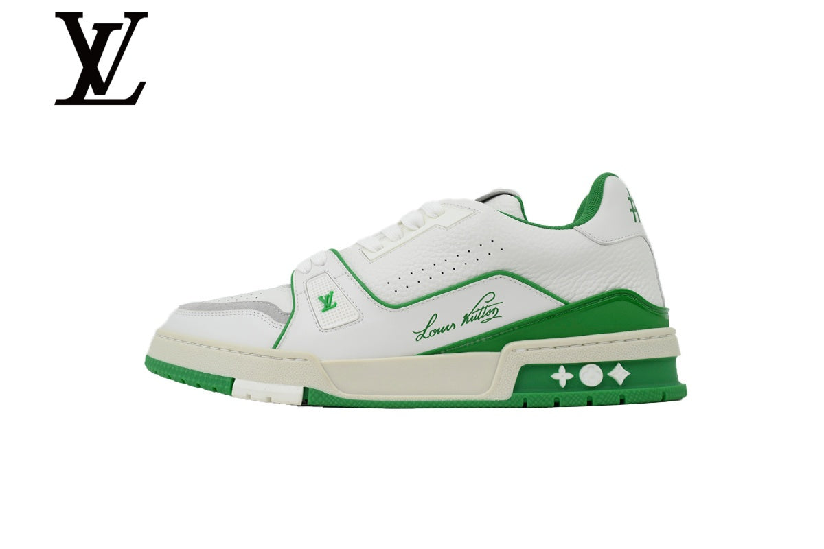 Louis Vuitton Trainer shoes for man  women Sneakers - White and Green