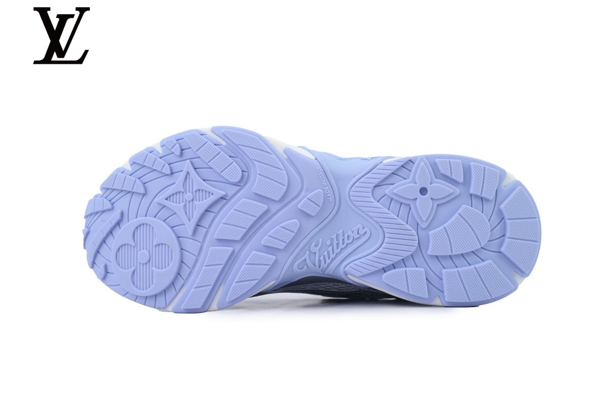 Louis Vuitton Low Top Sneaker – Silver & Lavender Metallic Leather & Mesh with White Midsole