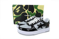 A BATHING APE BAPE STA Glossy Black & Light Grey Sneakers | Women's & Men's Skate-Inspired Shoes