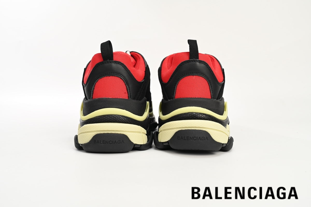 Balenciaga Triple S men's shoes  women sneakers– Black & Red