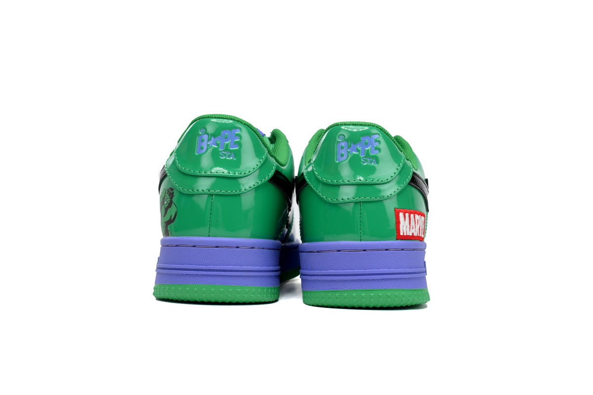 A BATHING APE BAPE STA Green & Purple Colorblock Sneakers | Women's & Men's Skate-Inspired Shoes