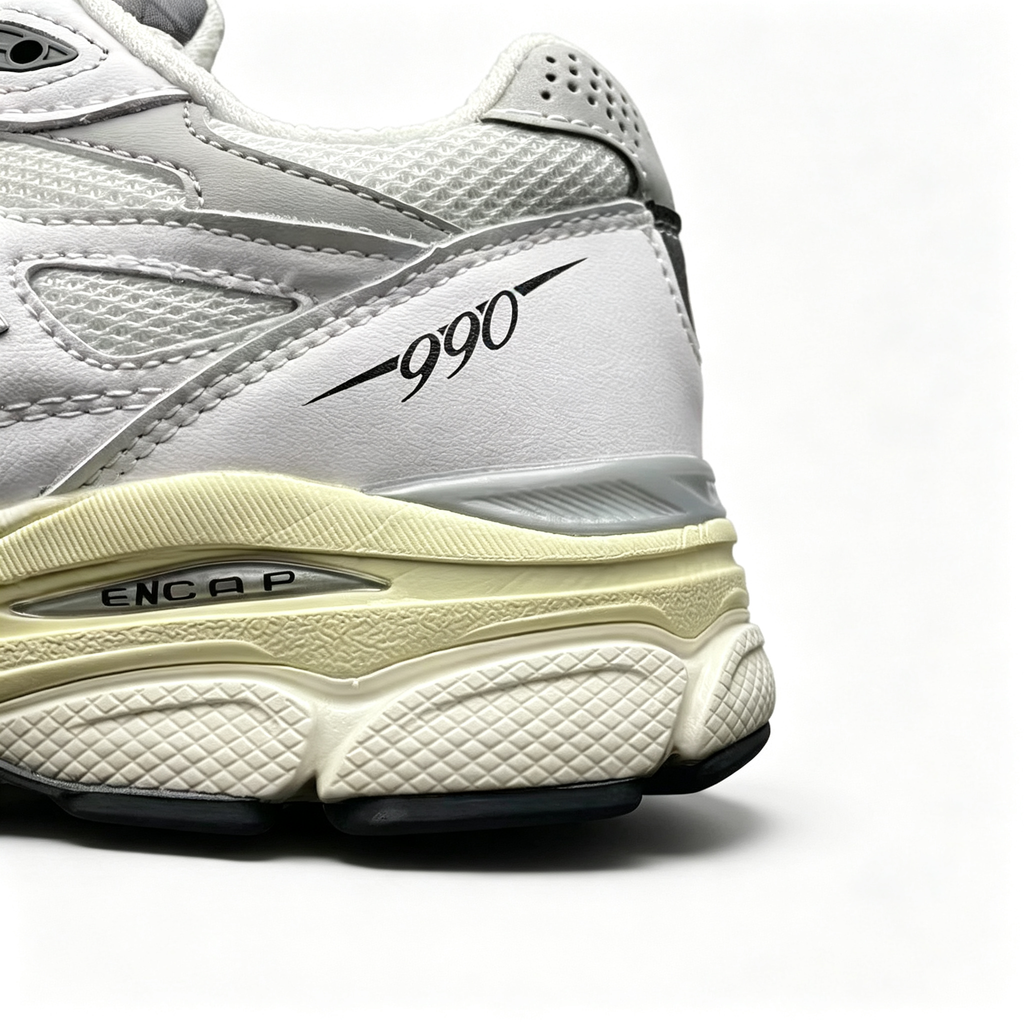 JJJJound x New Balance 990v3 Sea Salt Women's & Men's White Cream Retro Sneakers