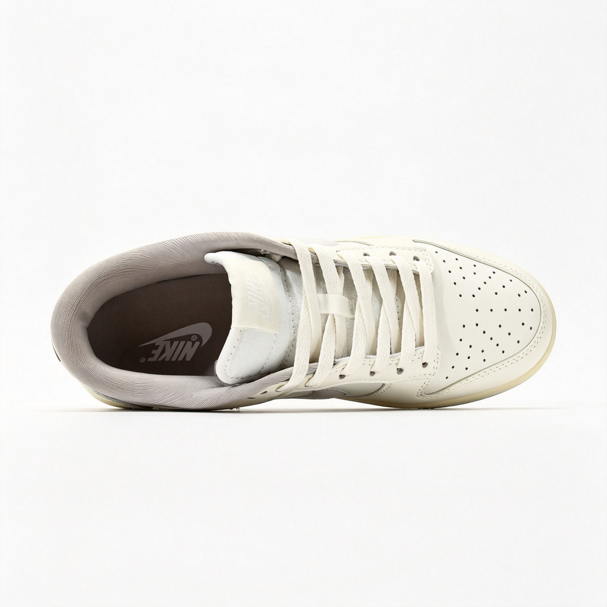 Nike Dunk Low — Cream / Off-White / Light Grey Swoosh / Pale Blue Outsole