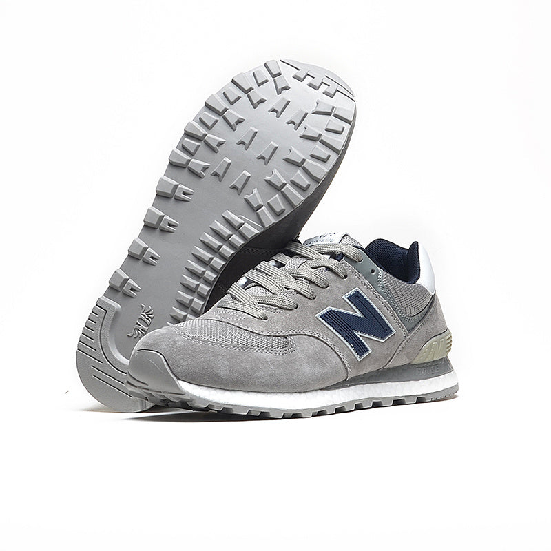 New Balance 574 Women's & Men's Light Grey & Navy Retro Sneakers