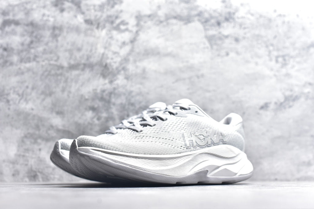 HOKA Rincon 4 Women's Men's Shoes | White & Light Gray Mesh Running Sneakers