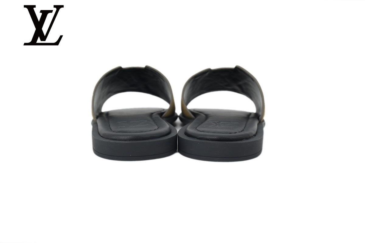 louis vuitton shoes for man  women Khaki Suede-Look Slides | Sizes 35–46