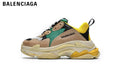 Balenciaga Triple S men's shoes  women sneakers— Brown / Green / Yellow