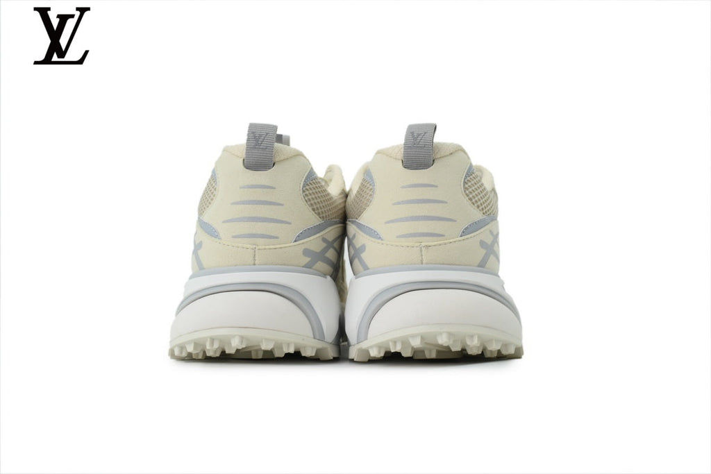 Louis Vuitton LV shoes for man  women Run Sneaker – Beige & Grey