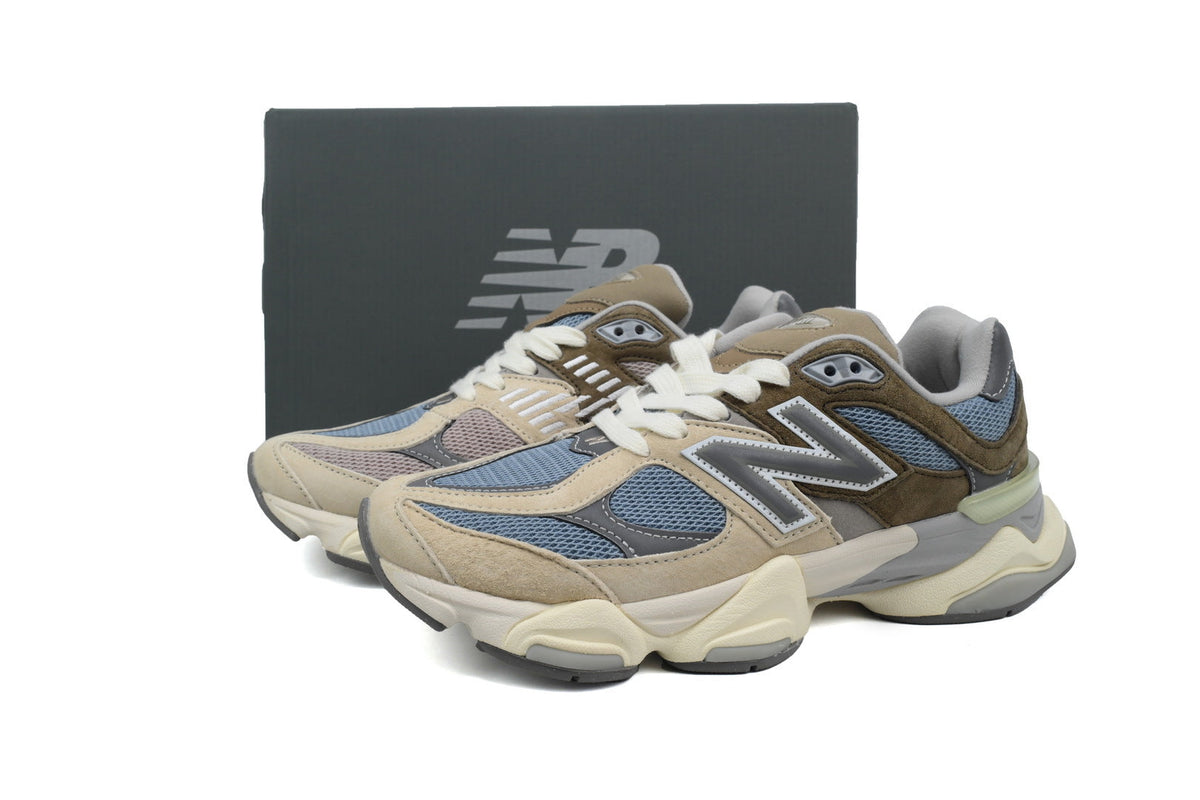 New Balance 9060 Women's & Men's Beige Olive Blue Chunky Retro Sneakers