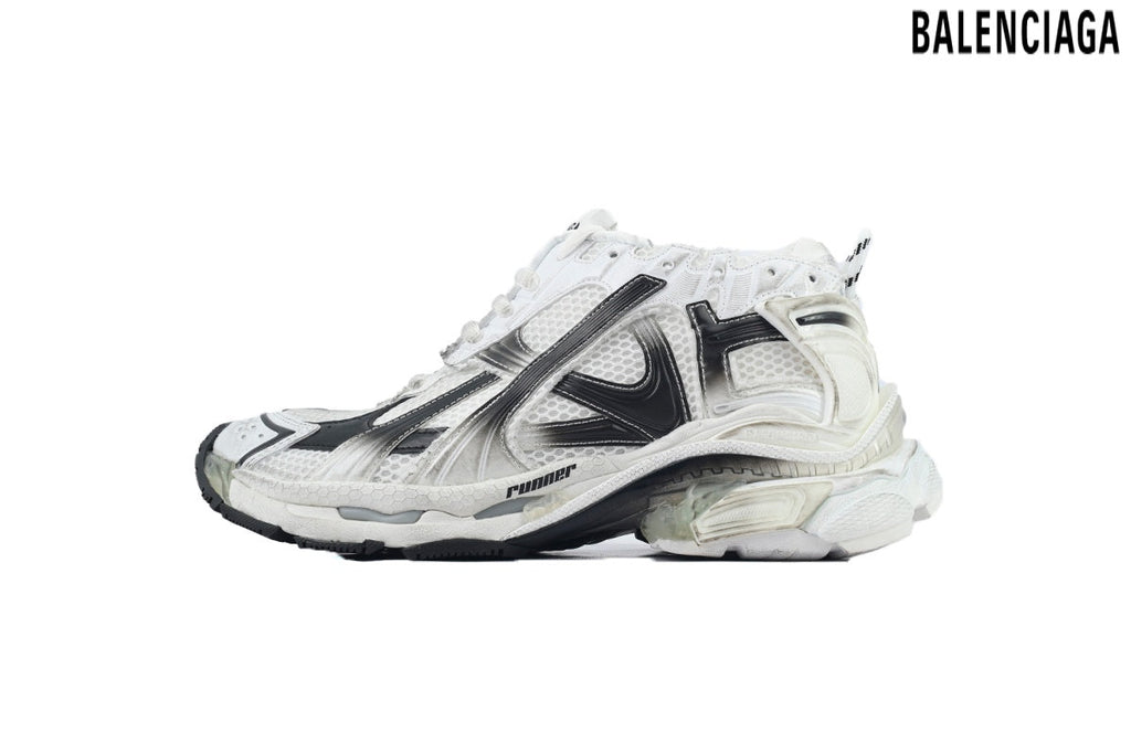 Balenciaga Runner men's shoes  women sneakers – White & Black